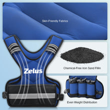 Load image into Gallery viewer, ZELUS Weighted Vest for Men and Women, Adjustable Body Weight Vest Exercise Set for Workouts, 4-10lb/11-20lb/20-32lb with 6 Ironsand Weights for Cardio Strength Training Walking Jogging, 4-10lb. Blue