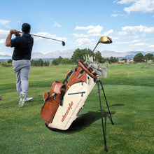 Load image into Gallery viewer, wosofe 14-Way Golf Stand Bag, Waterproof PU Leather, Redbrown Heritage