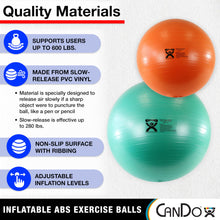Load image into Gallery viewer, CanDo Inflatable Exercise Ball - Red 42", Durable Extra Thick Non-Slip Stability Ball