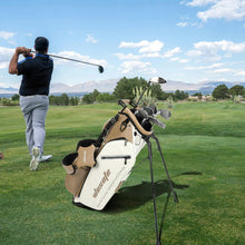 Load image into Gallery viewer, Elegant PU Leather Golf Stand Bag, 6-Way Divider, Khaki Off-White