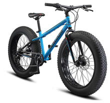 Load image into Gallery viewer, Fat Tire Mountain Bike for Youth Boys Girls, 24-Inch Wheels, Mechanical Disc Brakes, 12-Inch Steel Hardtail Frame, 7-Speed, Blue