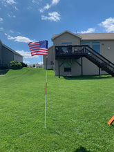 Load image into Gallery viewer, Regulation flagstick, cup & pin flag to use in your backyard or other open space for practice. Use the same products as used by golf courses all over the world and on tour. (USA)