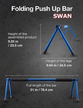 Load image into Gallery viewer, WITHGEAR Folding Push Up Bar Swan Blue | Portable & Lightweight Sturdy Duralumin Metal Pushup Bar Stand w/Carry Bag | Home Workout Equipment Push Up Bars for Men and Women | Push Up Handles for Floor
