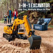 Load image into Gallery viewer, RC Excavator 3 in 1 Construction Toys for Boys, 17 Channel Remote Control Vehicles with Grab Alloy Shovel Drill, Realistic