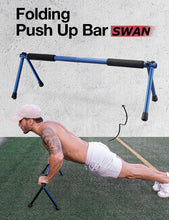 Load image into Gallery viewer, WITHGEAR Folding Push Up Bar Swan Blue | Portable & Lightweight Sturdy Duralumin Metal Pushup Bar Stand w/Carry Bag | Home Workout Equipment Push Up Bars for Men and Women | Push Up Handles for Floor
