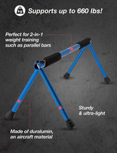 Load image into Gallery viewer, WITHGEAR Folding Push Up Bar Swan Blue | Portable & Lightweight Sturdy Duralumin Metal Pushup Bar Stand w/Carry Bag | Home Workout Equipment Push Up Bars for Men and Women | Push Up Handles for Floor