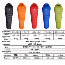 Load image into Gallery viewer, Very Warm White Goose Down Filled Adult Mummy Style Sleeping Bag Fit for Winter Thermal 4 Kinds of Thickness Travel Camping