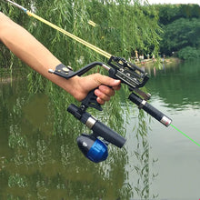 Load image into Gallery viewer, Professional Adult Hunting Slingshot Rifle With Arrows Powerful Crossbow Outdoor Fishing Slingshot Green Laser With Flashlight