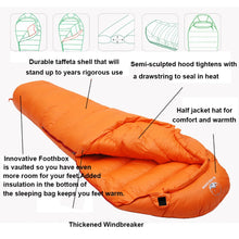Load image into Gallery viewer, Very Warm White Goose Down Filled Adult Mummy Style Sleeping Bag Fit for Winter Thermal 4 Kinds of Thickness Travel Camping