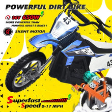 Load image into Gallery viewer, Electric Bike36V 650W Kids Off-Road Motocross Ultra Powerful Motorcycle, with 17MPH MAX Speed,Dual Suspension E BIKE