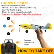 Load image into Gallery viewer, VOLANTEXRC RC Plane, 4 Channel Remote Control Airplane BF109 Fighter RTF with Aileron, Gyro, Aerobatics & 3 Modes Easy to Fly