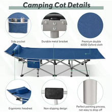 Load image into Gallery viewer, Folding Camping Cot for Adults with Mattress, Portable Camp Cot Bed Sleeping Cots with Pillow & Carry Bag for Office, Home Nap