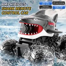 Load image into Gallery viewer, Waterproof RC Car Shark Amphibious Vehicle with 10m Range Water Gun Auto Water Absorption 150mL 2.4GHz Tank Toys for Boys Girls