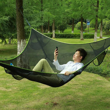 Load image into Gallery viewer, 13ft Triangle Camping Hammock Max 550 lbs for2-6 Adult Kid,Multi Person Tree Hammock with 3 Ratchet Tie Down Straps & Net Pocket
