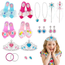 Load image into Gallery viewer, Girls Dress Up Shoes Toys Crown Necklace Ring Makeup Toy