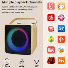 Load image into Gallery viewer, Dual Microphone Karaoke Machine Outdoor Portable Karaoke Bluetooth Speaker Box 10W HIFI Player with RGB LED Light for Home Party