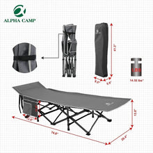 Load image into Gallery viewer, Folding Camping Bed Oversized Camping Cot Supports 600 Lbs Sleeping Bed Folding Steel Frame Portable With Carry Bag Westtune