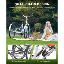 Load image into Gallery viewer, Tricycle, 7 Speed with Dual Chain, for Women Men Seniors,Three Wheel Bike with Basket,330lb. Adult Trike 24 26 inch 3 Wheel Bike