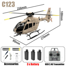 Load image into Gallery viewer, C123 1/36 RC Helicopter Brushless 6CH 6-axis Gyroscope One-key Take-off/landing/reverse Fly Mode 3D Flight 11.1V Modular Battery