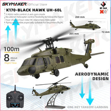 Load image into Gallery viewer, WLtoys RC Helicopters Brushless Motor k170 UH-60L 2.4Ghz 4CH 6-Aixs Gyroscope Single Blade Propellor Gyro Rc Toys for Children