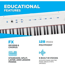 Load image into Gallery viewer, Alesis Recital – 88-key digital piano keyboard with semi-weighted keys, 2x20W speakers, FX and piano lessons
