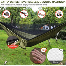 Load image into Gallery viewer, Camping Hammock with Mosquito Net Rain Fly Heavy Duty Tree Strap Nylon Parachute Single Double Hammock Tent Waterproof