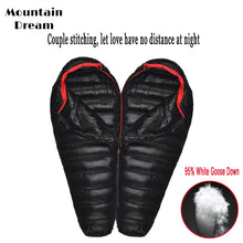 Load image into Gallery viewer, Winter Down Sleeping Bag Adult Mummy White Goose Down Warm Sleeping Bag Three Seasons Suitable For Camping Trips