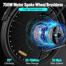 Load image into Gallery viewer, Electric Bike for Adults, 750W/48V/14Ah Ebike with Removable Battery, 20MPH/35-75Miles Electric Bicycle with 26"×3.0 Fat Tire,