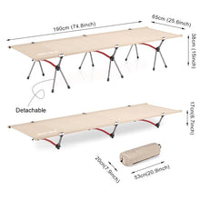 Load image into Gallery viewer, WESTTUNE Camping Cot with Leg Extenders Portable Folding Bed Ultralight Aluminum Alloy Sleeping Cot for Outdoor Hiking Travel