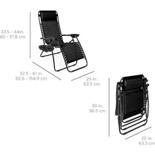 Load image into Gallery viewer, Best Choice Products Set of 2 Adjustable Steel Mesh Zero Gravity Lounge Chair Recliners w/Pillows and Cup Holder Trays, Black