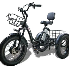 Load image into Gallery viewer, Electric Tricycle Fat Tire 20 Inch 500W48V12AH Lithium Battery Snow Ebike Leisure Large Storage Basket Adult Electric Cargo Bike