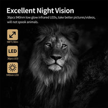 Load image into Gallery viewer, Outdoor WiFi Trail Camera Bluetooth 4K 36MP Game Camera 940NM Night Vision Motion Activated Waterproof Hunting Wildlife Cam