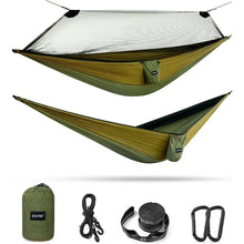 Load image into Gallery viewer, Large Camping Hammock with Mosquito Net 2 Person Pop-up Parachute Lightweight Hanging Hammocks Tree Straps Swing Hammock Bed