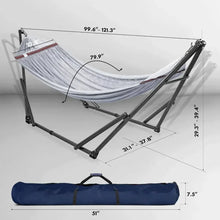 Load image into Gallery viewer, Double Hammock w/ Stand Included for 2 Persons/Foldable Hammock Stand 600 lbs Capacity Portable Case - Inhouse, Outdoor, Camping