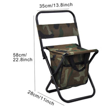 Load image into Gallery viewer, 1pc Outdoor Fishing Chair with Storage Bag Outdoor Folding Portable Beach Chair Camouflage Back Chair Lightweight Waterproof