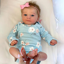 Load image into Gallery viewer, Felicia Newborn Open Blue Eyes Doll Soft Hand-Rooted Hair 3D Skin