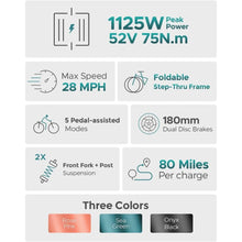 Load image into Gallery viewer, Electric Bike for Adults, L20 2.0 20''×3.0" Fat Tire Electric Bicycle 52V 13Ah Removable Battery Max Range 80Miles & 25MPH