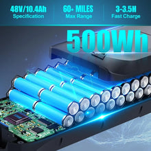 Load image into Gallery viewer, Electric Bike, 48V 500Wh EBike, UP To 60 Miles, Removable Battery, 3H Fast-Charge, 26" Commuter Electric Bicycles, 7-Speed