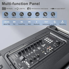 Load image into Gallery viewer, 3-way Portable PA System with Wireless Microphone, 10-inch Subwoofer Bluetooth Karaoke Machine, Rechargeable Speaker Support