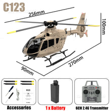 Load image into Gallery viewer, C123 1/36 RC Helicopter Brushless 6CH 6-axis Gyroscope One-key Take-off/landing/reverse Fly Mode 3D Flight 11.1V Modular Battery