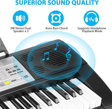Load image into Gallery viewer, 61 Key Keyboard Piano, Digital Piano Keyboard Set for Kids with Microphone, Dual Power Supply, Built-in Dual Speakers,LCD Screen