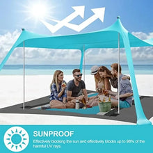 Load image into Gallery viewer, Up Beach Tent 10x10 FT Portable Beach Canopy Tent with UV Protection, Wind Resistant Sun Shelter with Sandbags