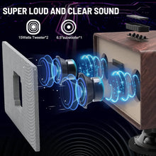 Load image into Gallery viewer, New K222 Karaoke Machine with 2 UHF Wireless Microphones & 5 Sound Modes, Support Optical/Bluetooth/AUX/USB/PC, Wooden