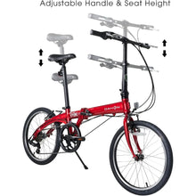 Load image into Gallery viewer, Folding Bike, Lightweight Aluminum Frame; 7-Speed Shimano Gears; 20” Foldable Bicycle for Adults