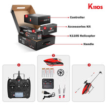 Load image into Gallery viewer, WLtoys K110S RC Helicopters for Adults,3D/6G Mode, 6 Channel Mini Remote control Helicopter,Brushless Motor, with 3 Batteries