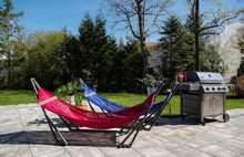 Load image into Gallery viewer, Hammock with Collapsible Steel Stand & Carrying Case Portable & Adjustable Perfect for Camping Beach Summer Patio