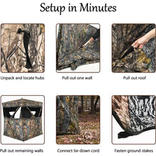 Load image into Gallery viewer, 3 Person Pop up Ground Blind, Portable Hunting Blind with Mesh Windows, Carrying Bag & Ground Stakes, with Hub System