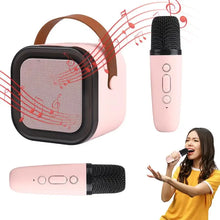 Load image into Gallery viewer, Mini Karaoke Machine for Kids and Adults Portable Speaker With 2 Wireless Microphone for Home KTV Birthday Party Holiday Gifts