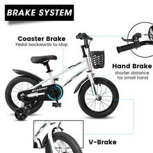 Load image into Gallery viewer, Bicycle,Kids Bike 16 inch for Boys & Girls with Training Wheels, Freestyle Kids' Bicycle with Bell,Basket and fender.