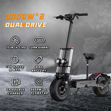 Load image into Gallery viewer, Max 100 KM/H Electric Scooter 6000W Motor for Adults 13 Inch Tire Electric Scooter Strong Dual Motor Escooters Powerful Off Road